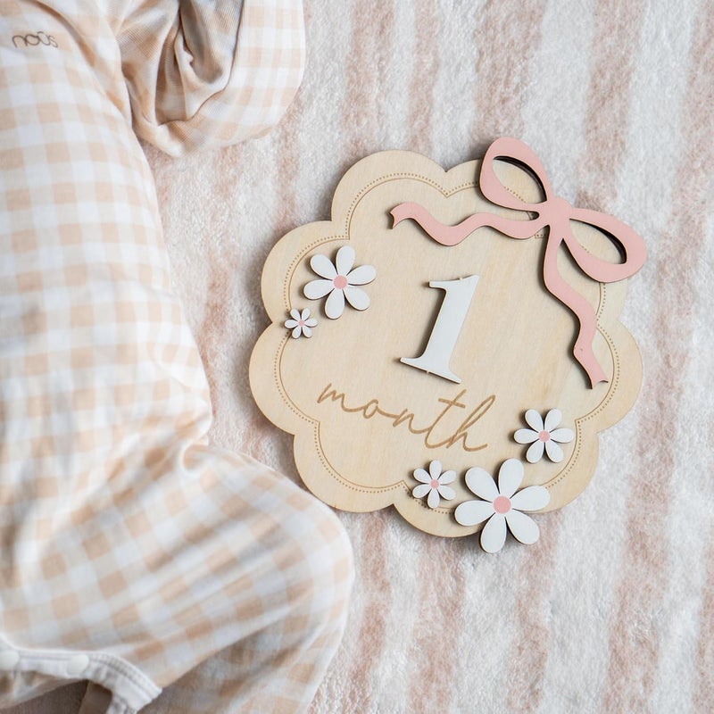 HONOCOOLS Store Baby Monthly Milestone Sign,1-12 Monthly Baby Milestone, Month Milestone Baby Girl, Baby Months Milestone, Newborn Photography Props Double-Sided (B12) - Image 3
